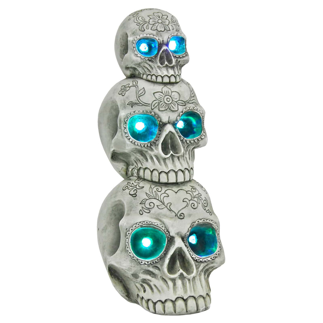 Light Up Skull Stack Colour Change LED Halloween Decoration 30cm