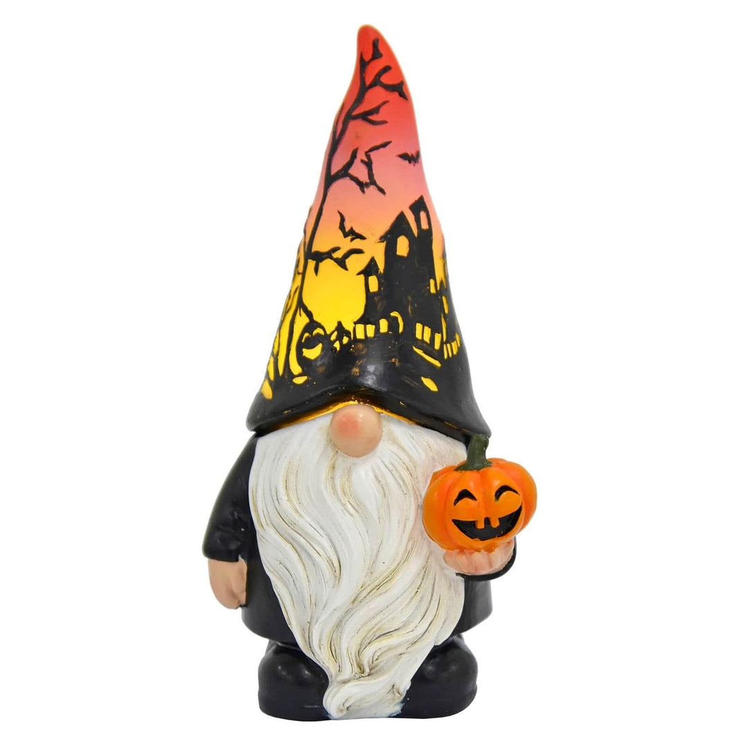 Light Up Halloween Gnome With Pumpkin Figure Decoration 20cm