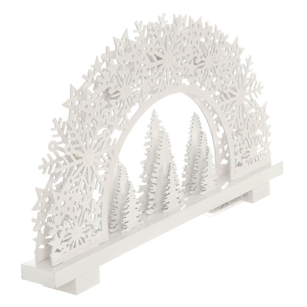 10 Light White Wooden Candle Bridge Christmas Decoration 46cm