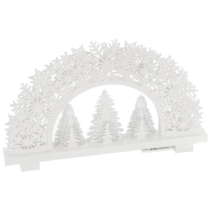 10 Light White Wooden Candle Bridge Christmas Decoration 46cm