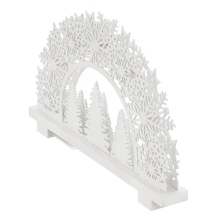 10 Light White Wooden Candle Bridge Christmas Decoration 46cm