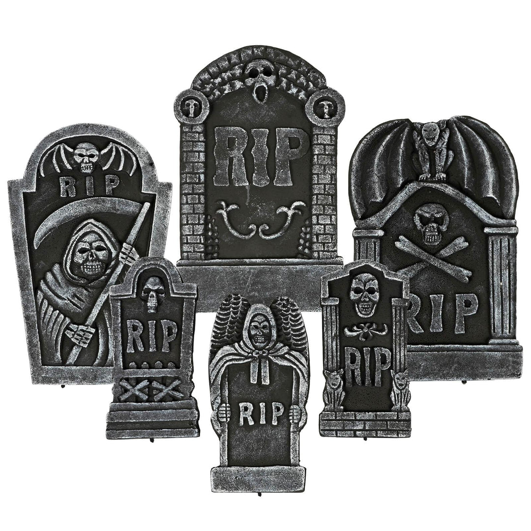 6pc Tombstone Set Halloween Party Decorations Graveyard Props