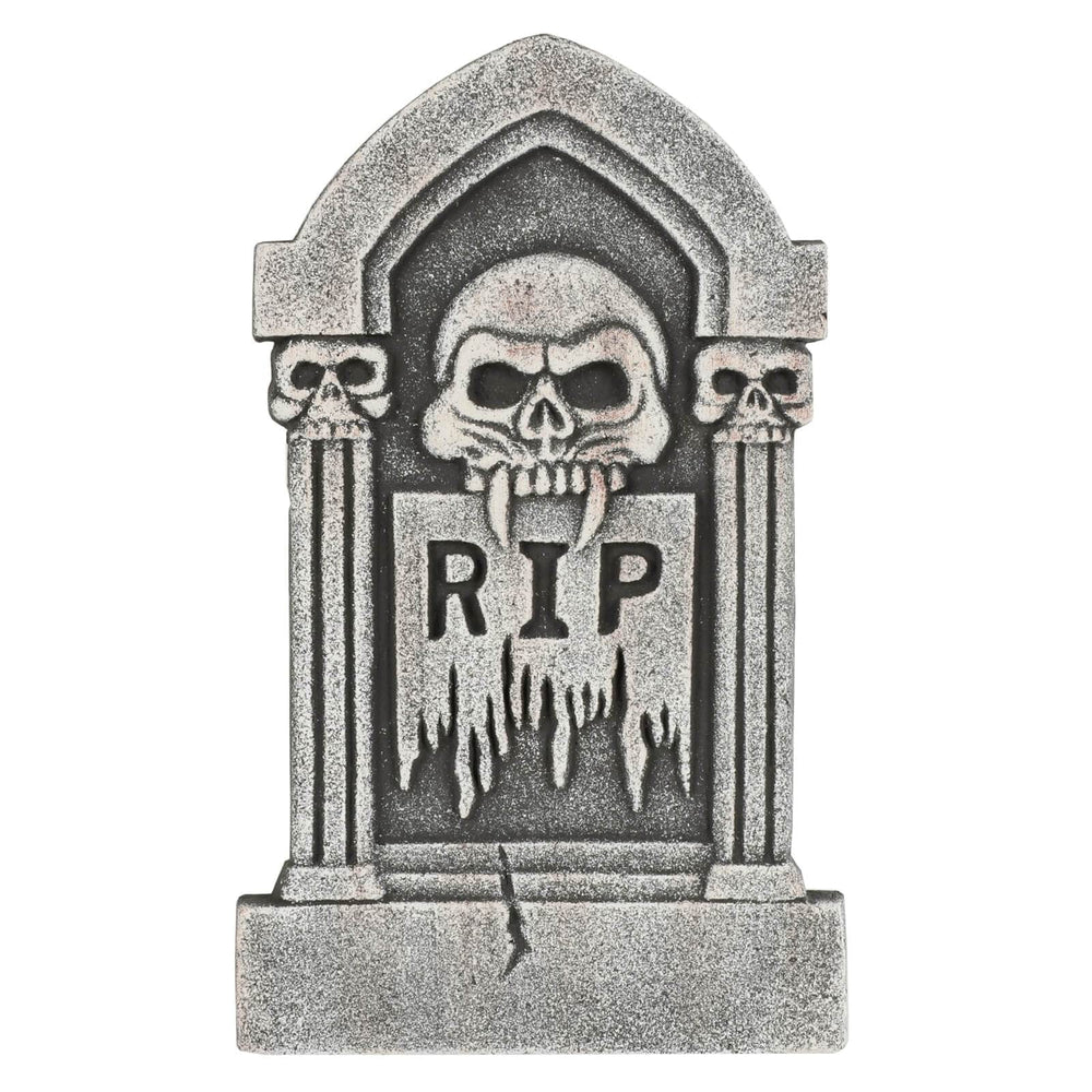 Skull Tombstone RIP Halloween Decoration Graveyard Prop 38cm