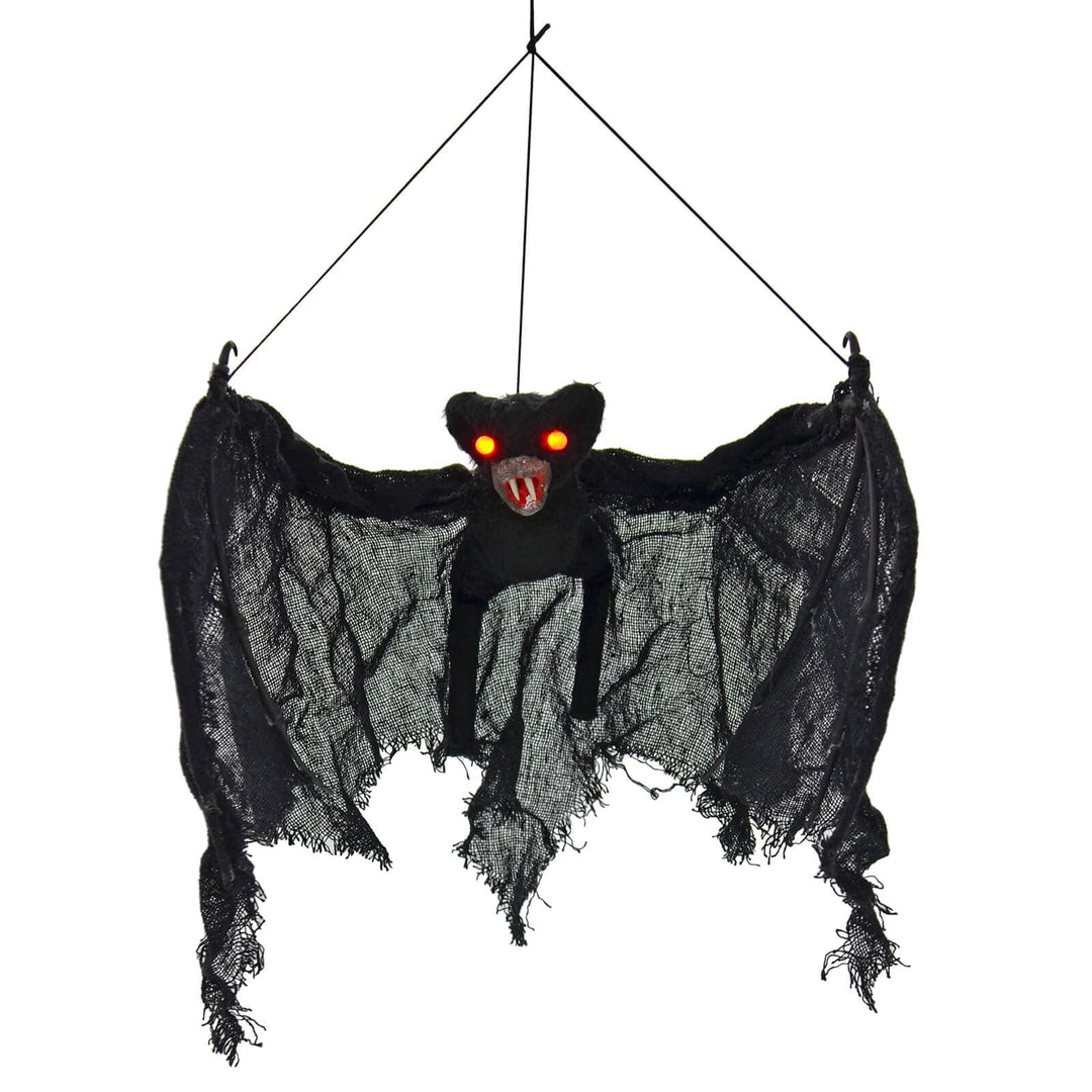 Light Up Black Bat Halloween Decoration Red Eyes 73cm