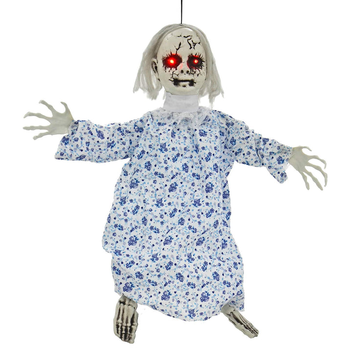 Light Up Scary Doll Red Eyes Sounds Halloween Decoration 60cm