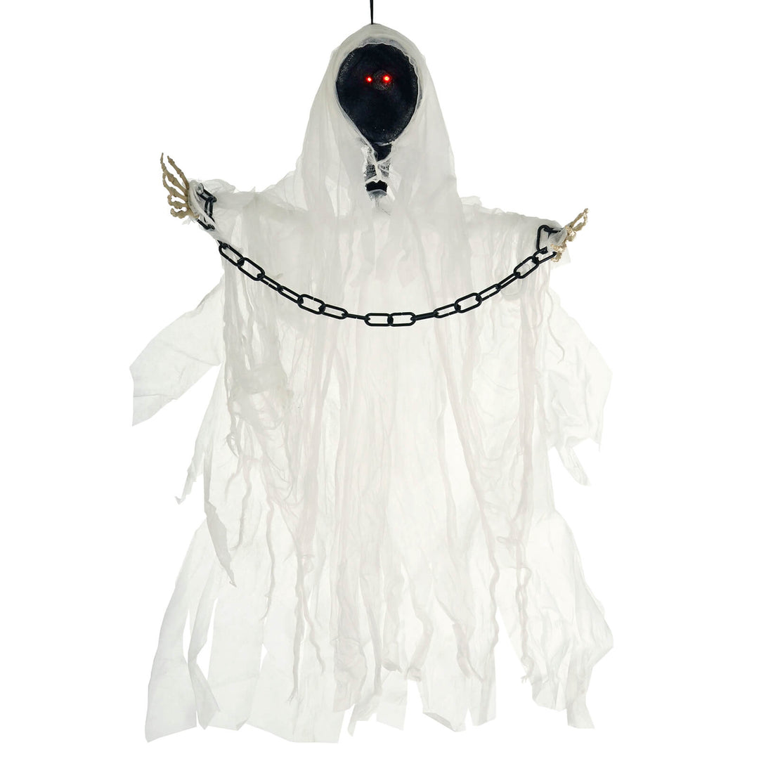 3ft Hanging Skeleton Light Up Eyes White Robe Ghost Decoration