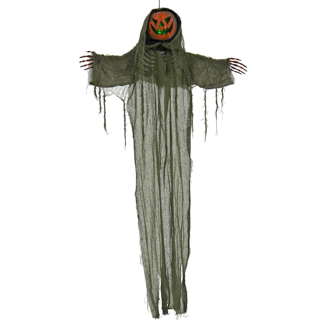 6ft Scary Hanging Pumpkin Green LED Eyes Sounds Decoration Prop