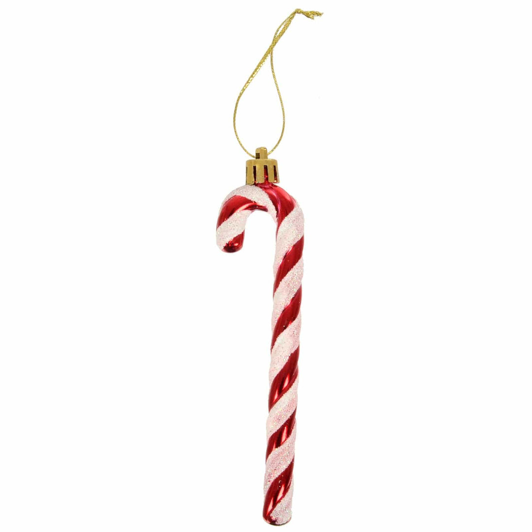 Pack of 24 Candy Cane Tree Decorations Red White Glitter 13cm