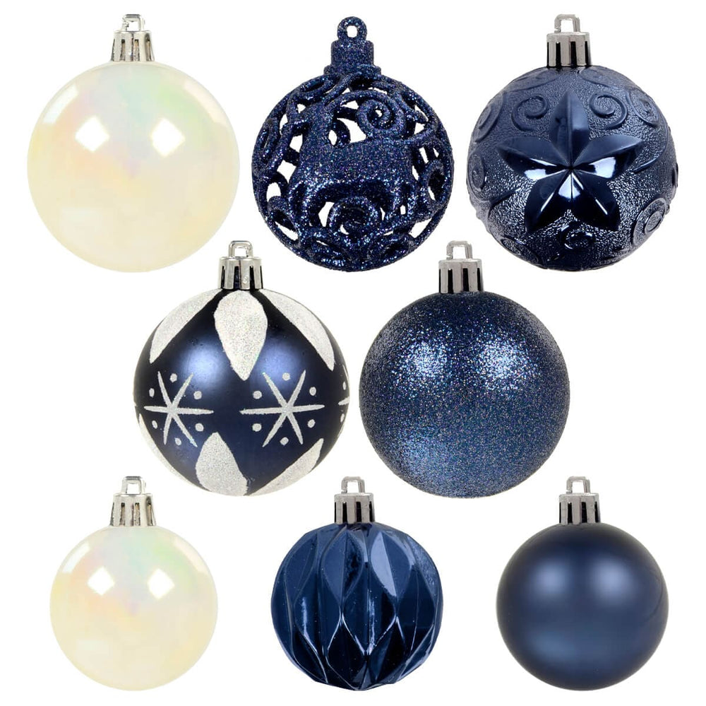 67pc Christmas Tree Baubles Set Mixed Size Design Decorations