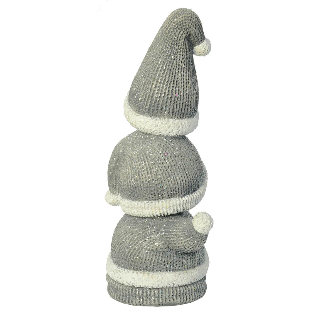 Snowman Stack Light Up Christmas Decoration Grey White 55cm