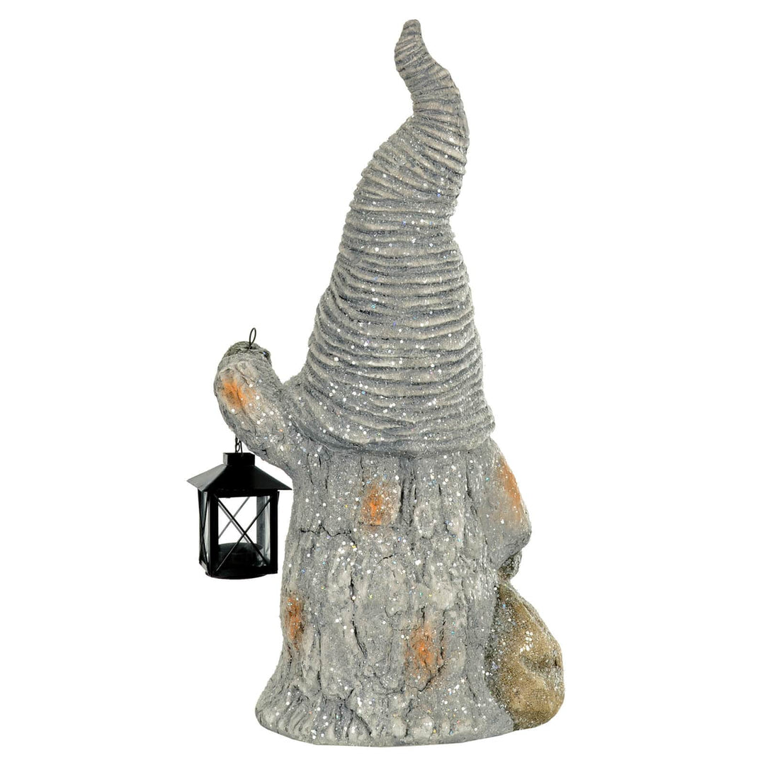 Gonk With Lantern Christmas Decoration Grey White Ceramic 53cm