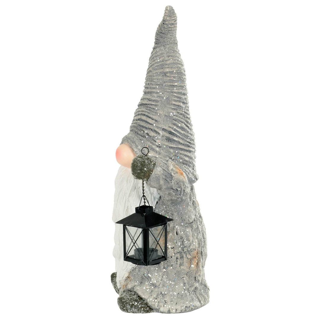 Gonk With Lantern Christmas Decoration Grey White Ceramic 53cm