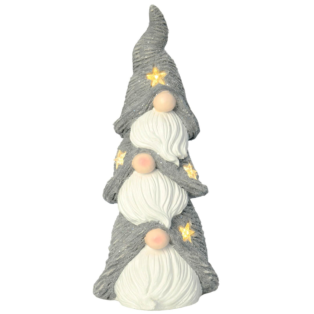 Gonk Stack Light Up Stars Christmas Decoration Grey White 60cm