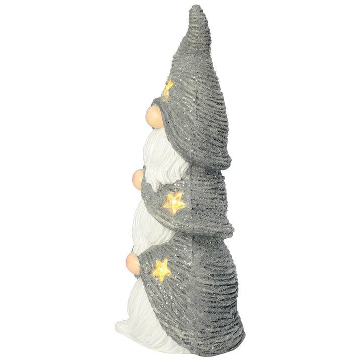 Gonk Stack Light Up Stars Christmas Decoration Grey White 60cm