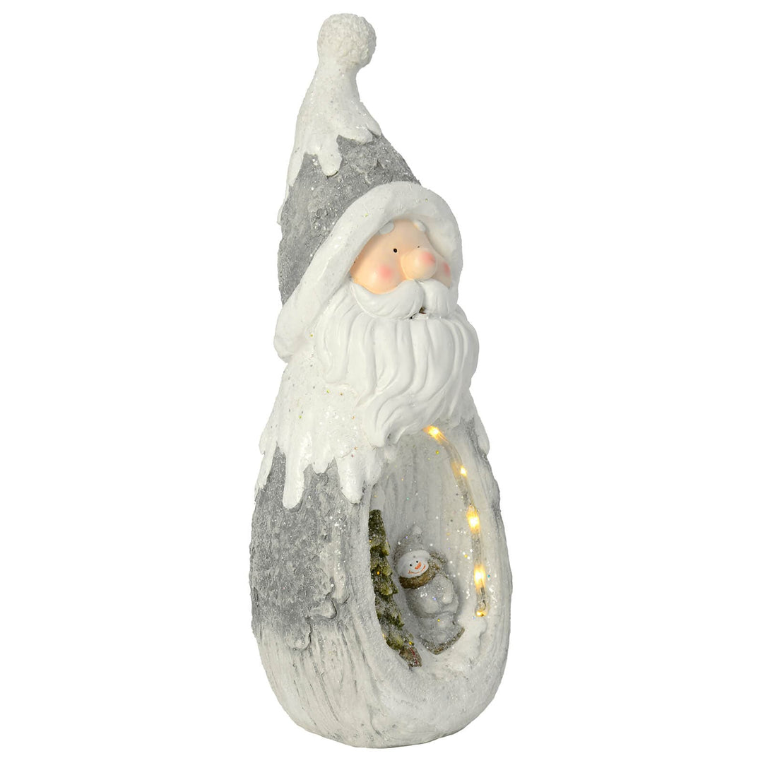 LED Santa With Snowman Scene Christmas Decoration Grey White 63cm