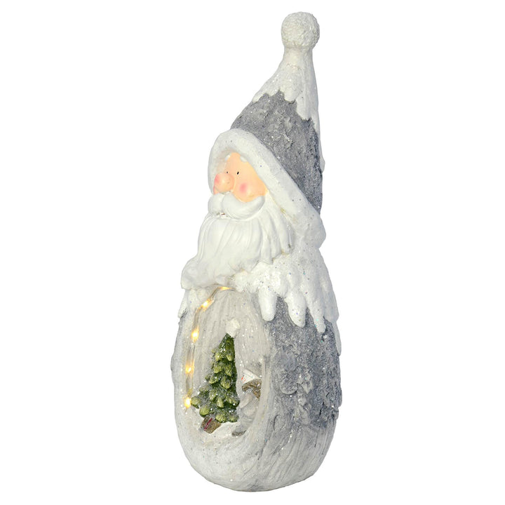 LED Santa With Snowman Scene Christmas Decoration Grey White 63cm