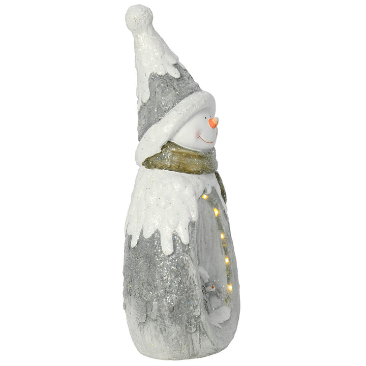 LED Snowman With Church Scene Christmas Decoration Grey White 63cm