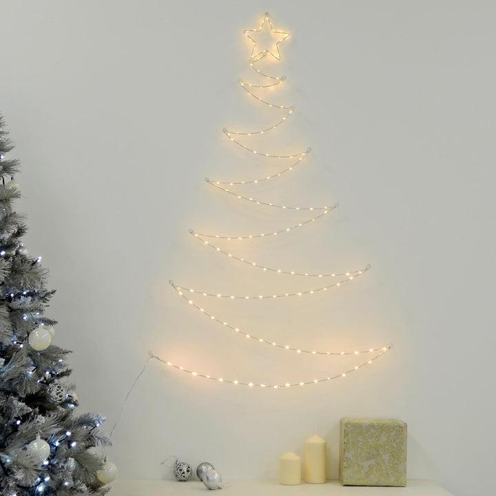 Christmas Tree Shape Wall Decoration LED Lights Folding 1.2m Warm White