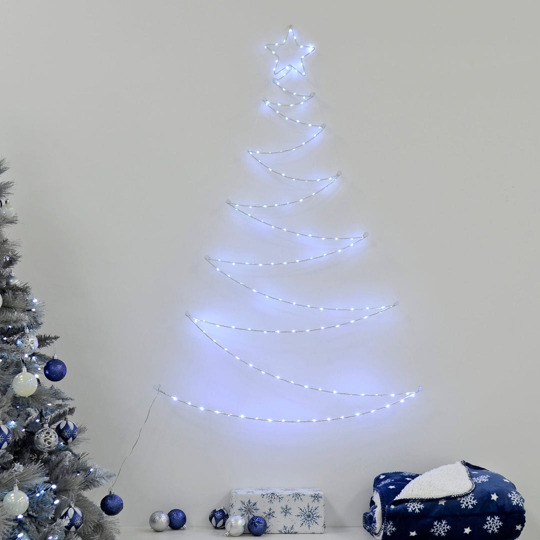 Christmas Tree Shape Wall Decoration LED Lights Folding 1.2m Cool White