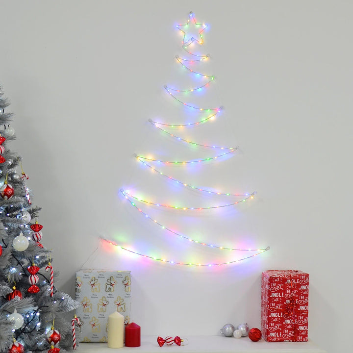 Christmas Tree Shape Wall Decoration LED Lights Folding 1.2m Multi