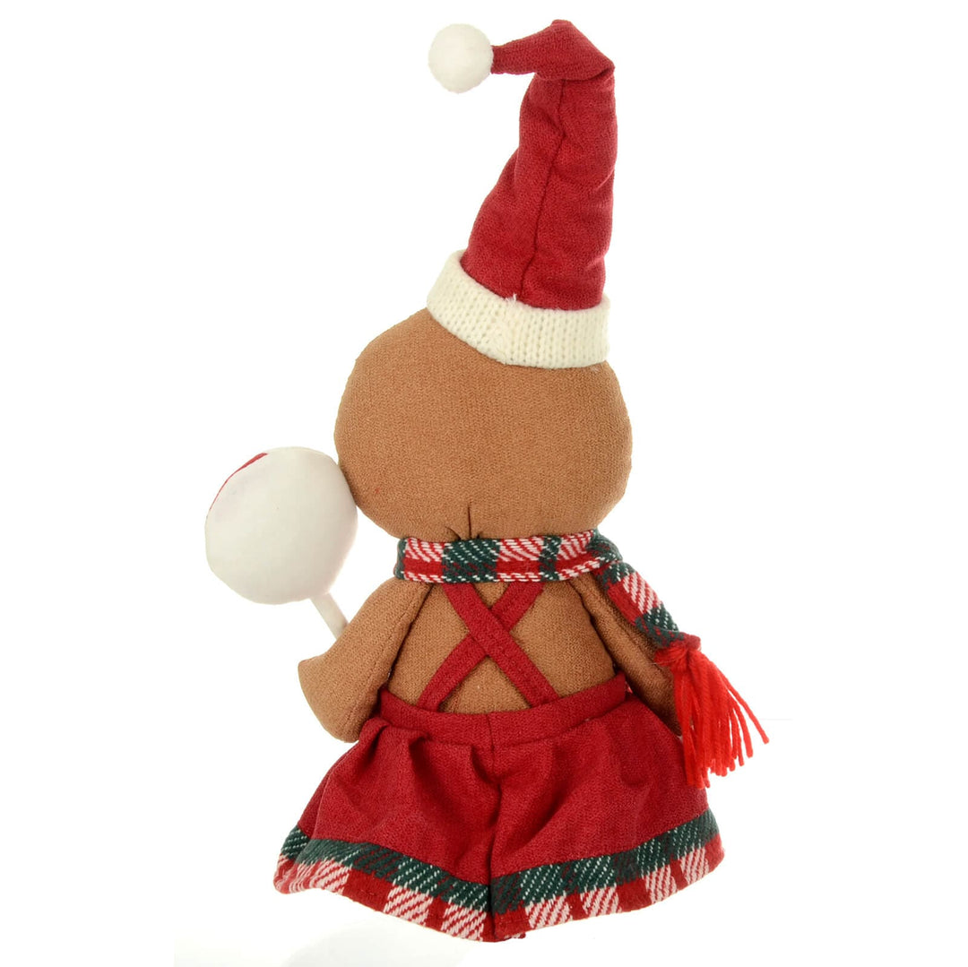 Fabric Gingerbread Figure With Sweet Christmas Decoration 34cm