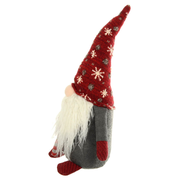 Christmas Gonk With Candy Cane Fabric Decoration Red Grey 39cm