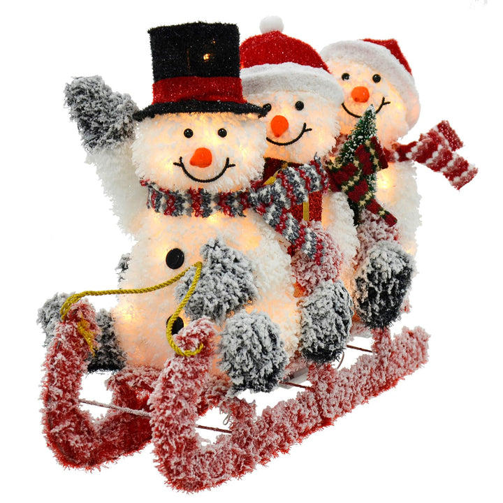 Large Light Up Snowmen on Sledge Christmas Decoration 72cm