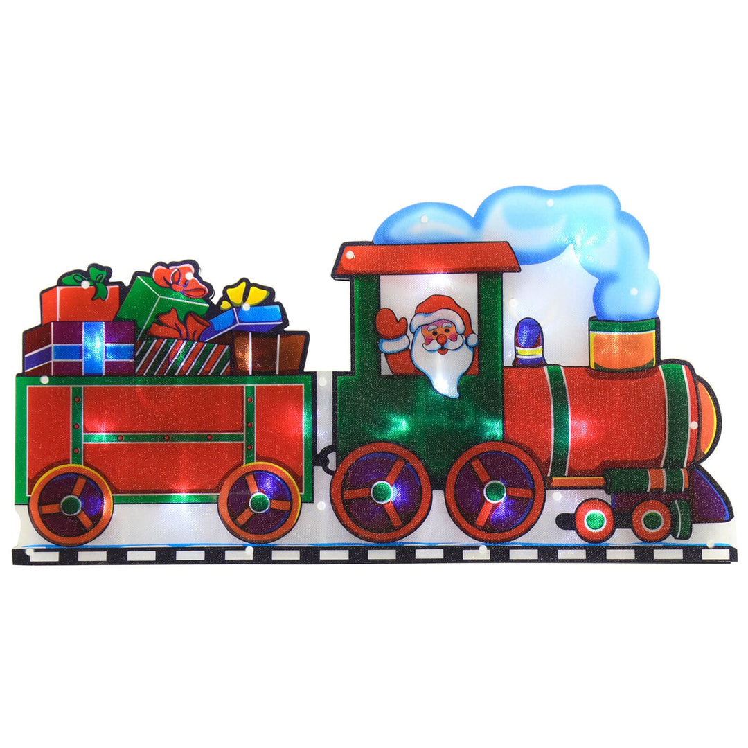 Santa Train LED Window Silhouette Battery Operated 46cm