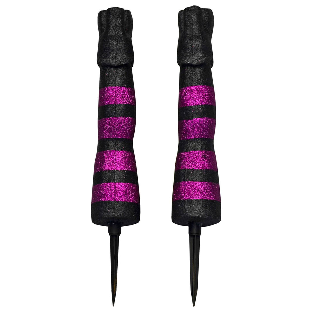 Witch Legs Halloween Decoration Purple Glitter Garden Stakes 45cm