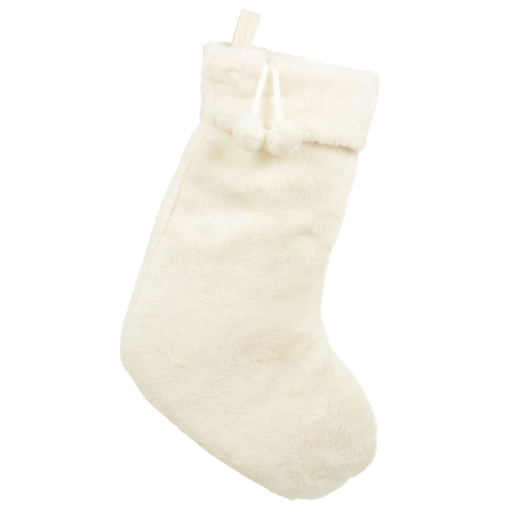 Large Christmas Stocking Plush Faux Fur Santa Gift Present 60cm Cream