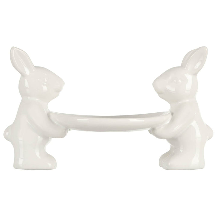 White Rabbits Easter Cake Display Plate Candy Table Decoration