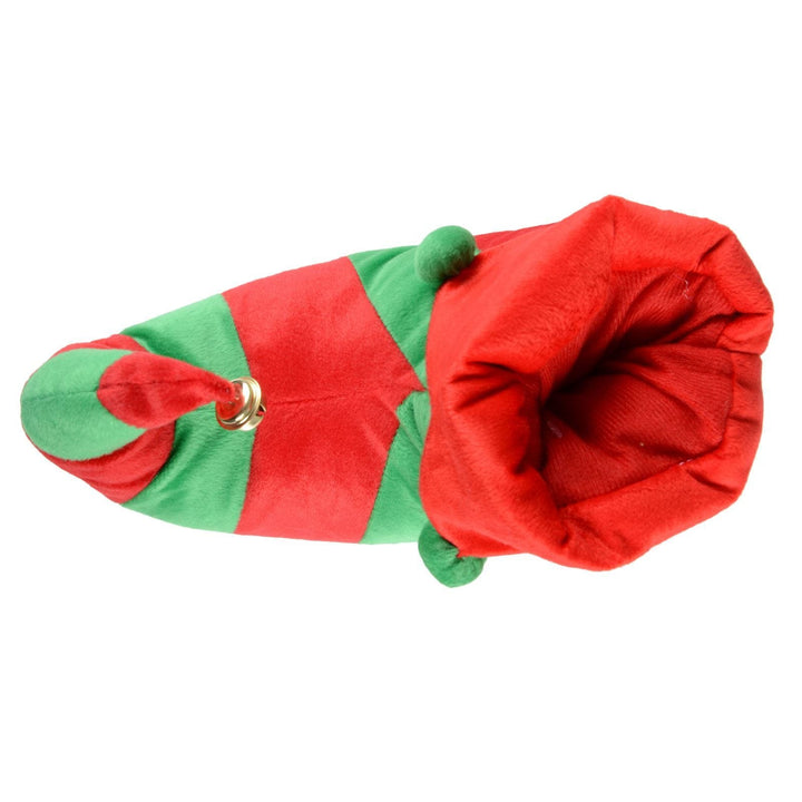 Mens Novelty Christmas Elf Slippers With Bell & Curly Toes