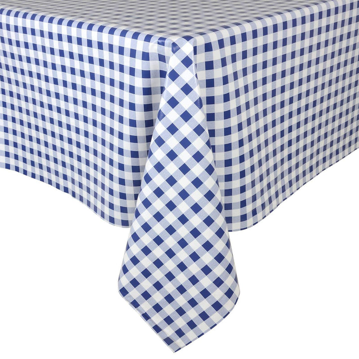 Gingham Design Large Tablecloth Wipe Clean PVC Vinyl Table Cover Blue