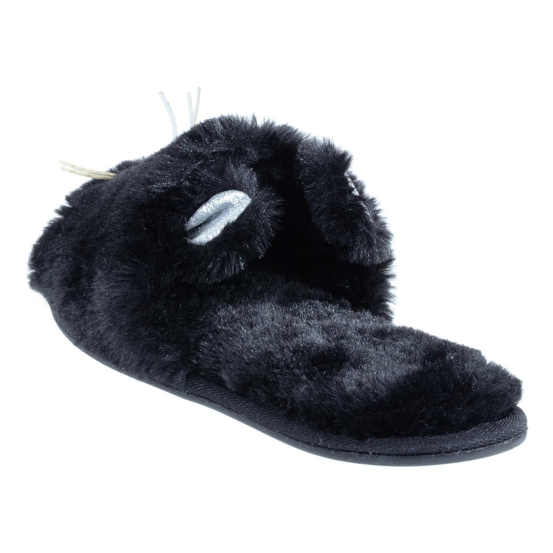 Womens Sliders Kitty Cat Faux Fur Slippers Non-Slip