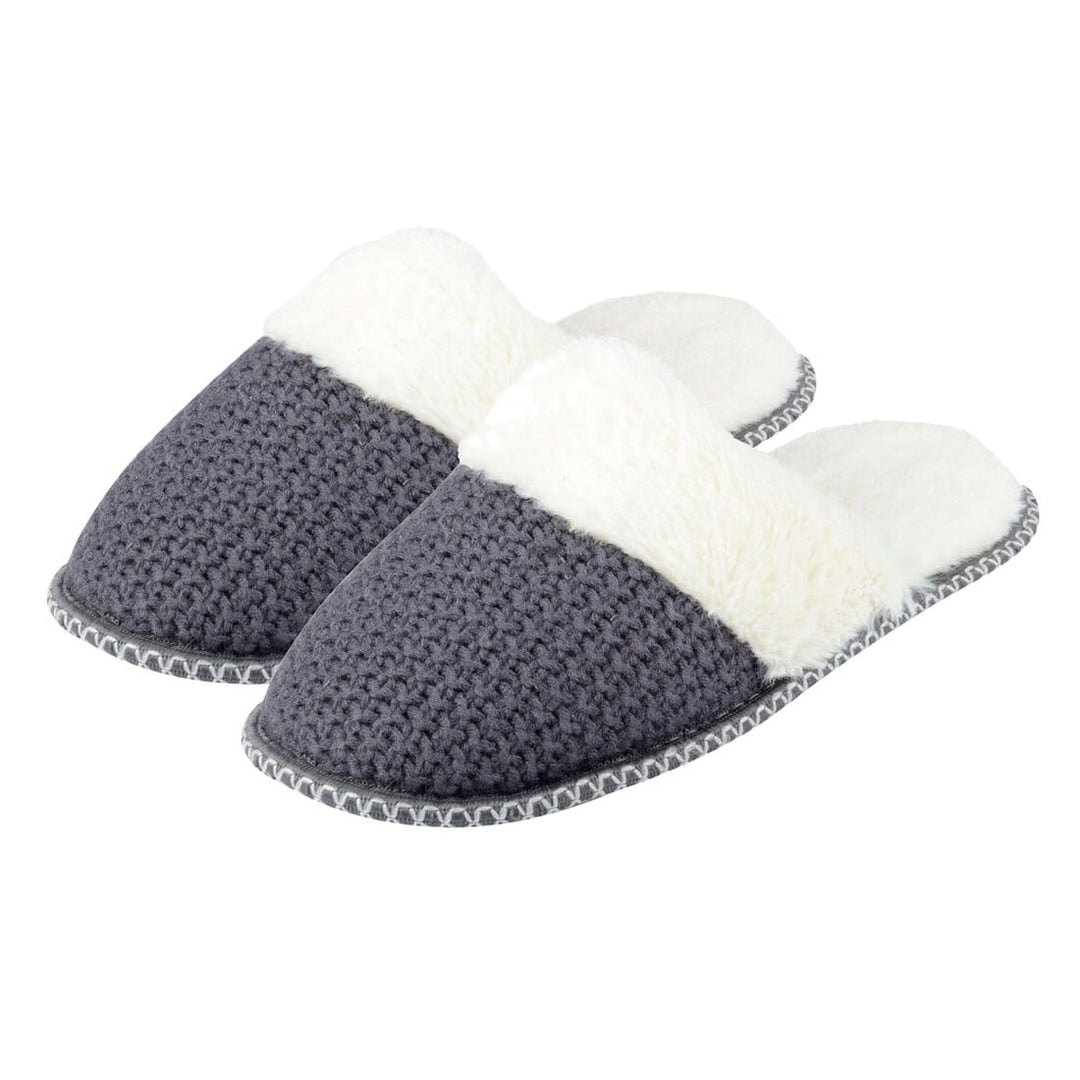 Valentina Knitted Mule Womens Slippers With Fleece Lining Grey / 6