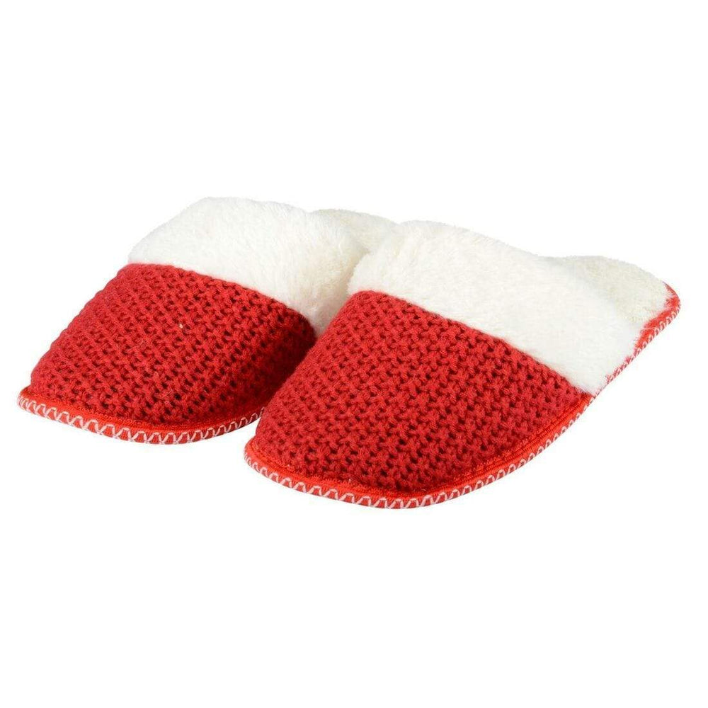 Valentina Knitted Mule Womens Slippers With Fleece Lining Red / 4